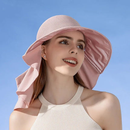 Chapeau d'été avec protection du cou - Beige - M (56 - 58cm) | La boutique du chapeau