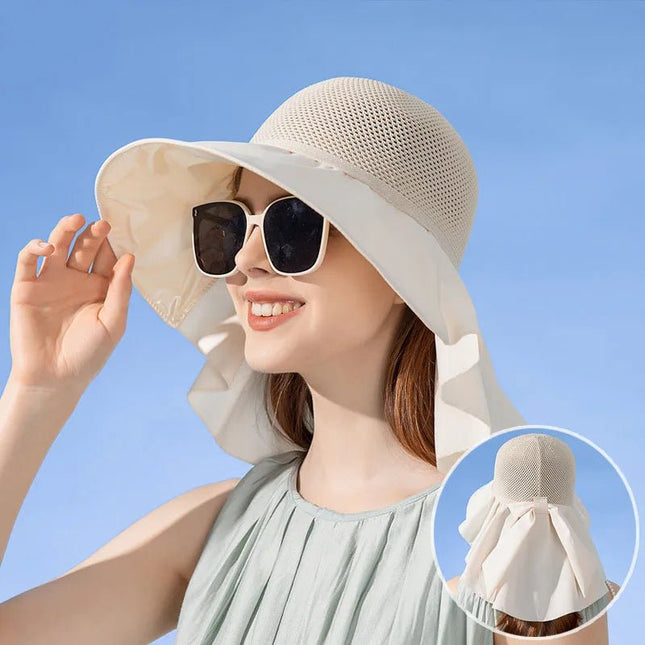 Chapeau d'été avec protection du cou - Beige - M (56 - 58cm) | La boutique du chapeau