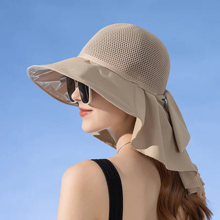 Chapeau d'été avec protection du cou - Khaki - M (56 - 58cm) | La boutique du chapeau