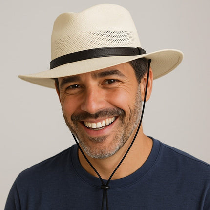 Chapeau d'été en maille pour hommes - Marron foncè - M (56 - 58cm) | La boutique du chapeau