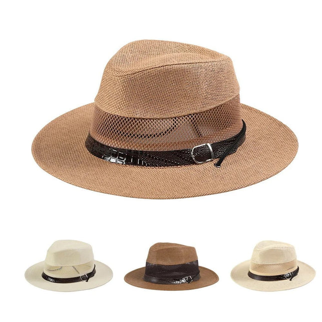Chapeau d'été en maille pour hommes - Marron foncè - M (56 - 58cm) | La boutique du chapeau