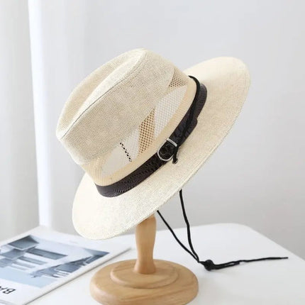 Chapeau d'été en maille pour hommes - Beige - M (56 - 58cm) | La boutique du chapeau