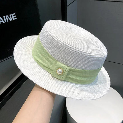 Chapeau d'été en paille - Blanc - M (56 - 58cm) | La boutique du chapeau