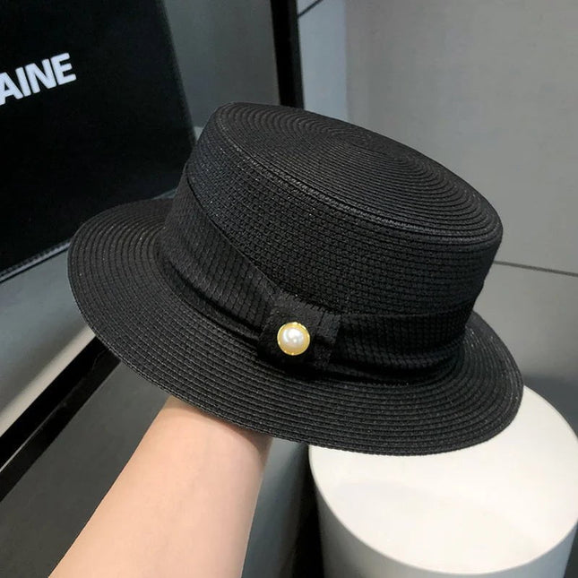 Chapeau d'été en paille - Noir - M (56 - 58cm) | La boutique du chapeau