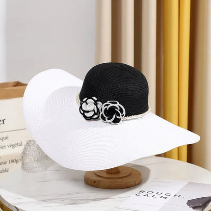 Chapeau d'été pour femmes - Noir / White - M (56 - 58cm) | La boutique du chapeau