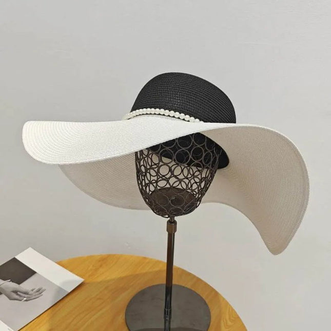 Chapeau d'été pour femmes - Noir / Beige - M (56 - 58cm) | La boutique du chapeau