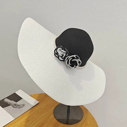 Chapeau d'été pour femmes - Noir / Beige - M (56 - 58cm) | La boutique du chapeau