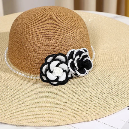 Chapeau d'été pour femmes - Noir / Beige - M (56 - 58cm) | La boutique du chapeau