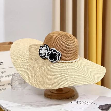 Chapeau d'été pour femmes - Noir / Beige - M (56 - 58cm) | La boutique du chapeau