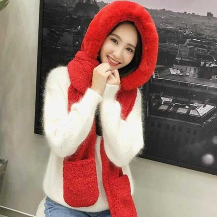 Chapeau double couche en peluche et son écharpe gant - Jaune - Adulte | La boutique du chapeau