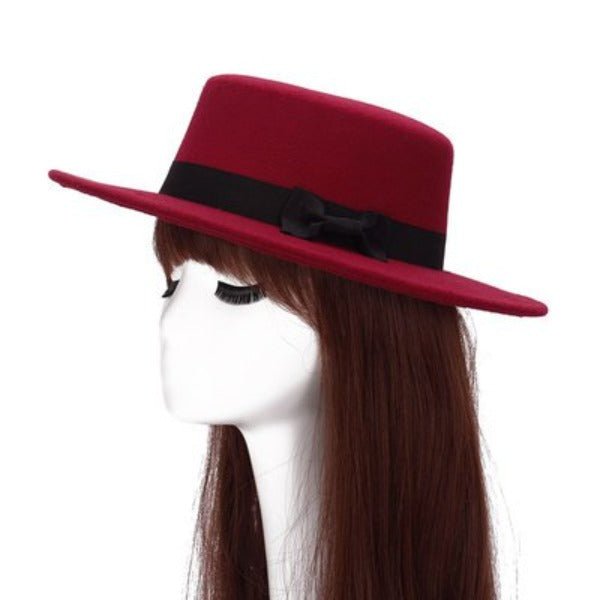 Chapeau en laine à bord large - Bordeaux - M (56 - 58cm) | La boutique du chapeau