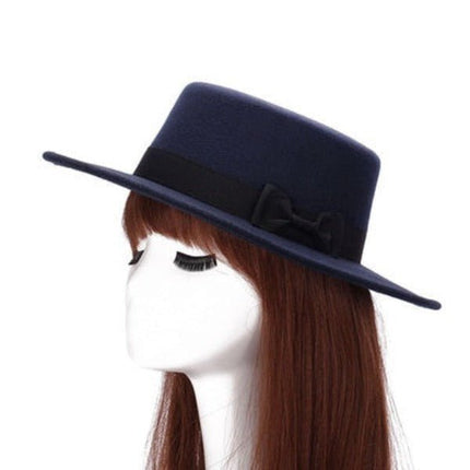 Chapeau en laine à bord large - Bleu marine - M (56 - 58cm) | La boutique du chapeau