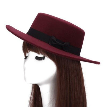 Chapeau en laine à bord large - Bordeaux foncé - M (56 - 58cm) | La boutique du chapeau
