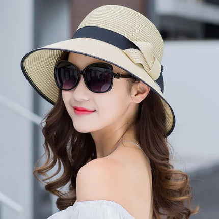Chapeau en paille à visière - Beige - M (56 - 58cm) | La boutique du chapeau