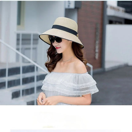 Chapeau en paille à visière - Khaki - M (56 - 58cm) | La boutique du chapeau