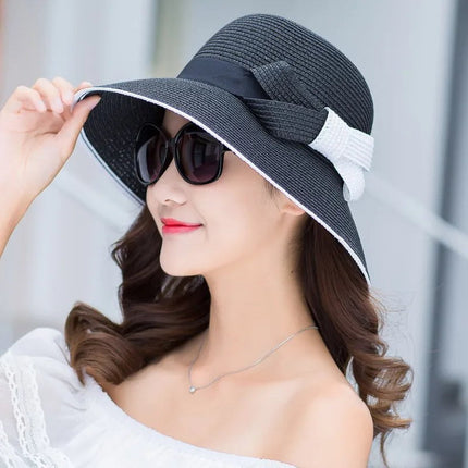 Chapeau en paille à visière - Black - M (56 - 58cm) | La boutique du chapeau