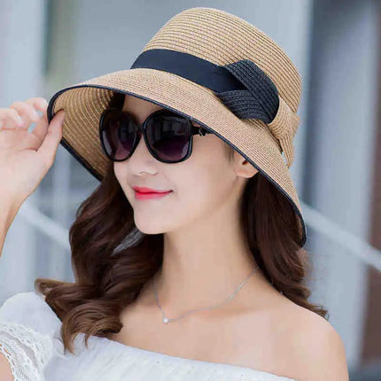 Chapeau en paille à visière - Khaki - M (56 - 58cm) | La boutique du chapeau