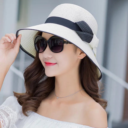 Chapeau en paille à visière - Milk white - M (56 - 58cm) | La boutique du chapeau