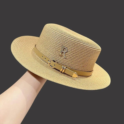 Chapeau en paille avec ceinture cuir - Khaki R - M (56 - 58cm) | La boutique du chapeau