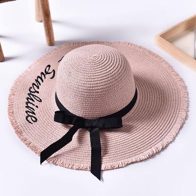 Chapeau en paille avec ruban - Rose - M (56 - 58cm) | La boutique du chapeau