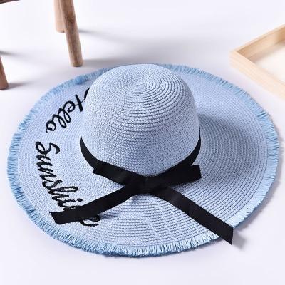 Chapeau en paille avec ruban - Bleu ciel - M (56 - 58cm) | La boutique du chapeau
