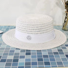 Chapeau en paille perle et ruban - Blanc - M (56 - 58cm) | La boutique du chapeau
