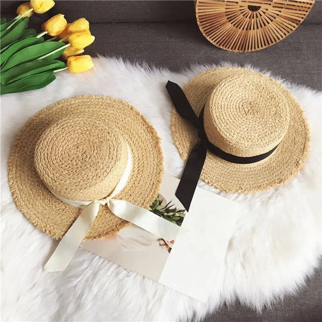 Chapeau en paille tendance - Ruban bleu - M (56 - 58cm) | La boutique du chapeau