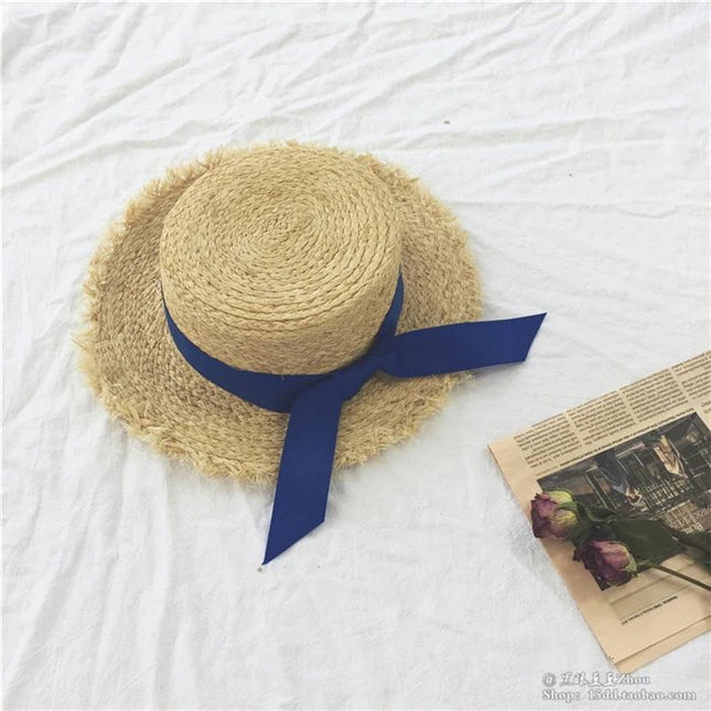 Chapeau en paille tendance - Ruban bleu - M (56 - 58cm) | La boutique du chapeau