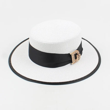 Chapeau en raphia élégant - Blanc - M (56 - 58cm) | La boutique du chapeau