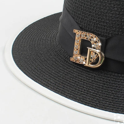 Chapeau en raphia élégant - Noir - M (56 - 58cm) | La boutique du chapeau