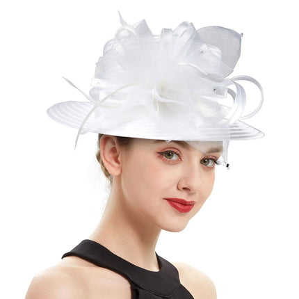 Chapeau Fascinator Blanc - 4 - M (56 - 58cm) | La boutique du chapeau