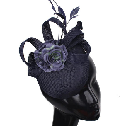Chapeau Fascinator Brodé - Marine - | La boutique du chapeau
