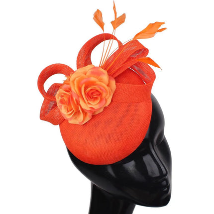 Chapeau Fascinator Brodé - Orange - | La boutique du chapeau