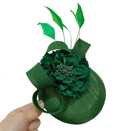 Chapeau Fascinator Brodé - Vert - | La boutique du chapeau