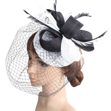 Chapeau Fascinator Élégant - Noir/blanc - | La boutique du chapeau