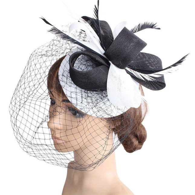 Chapeau Fascinator Élégant - Noir/blanc - | La boutique du chapeau