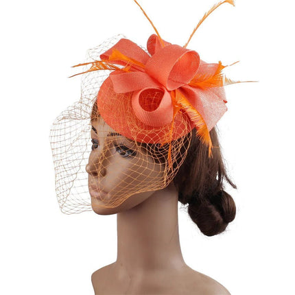 Chapeau Fascinator Élégant - Orange - | La boutique du chapeau