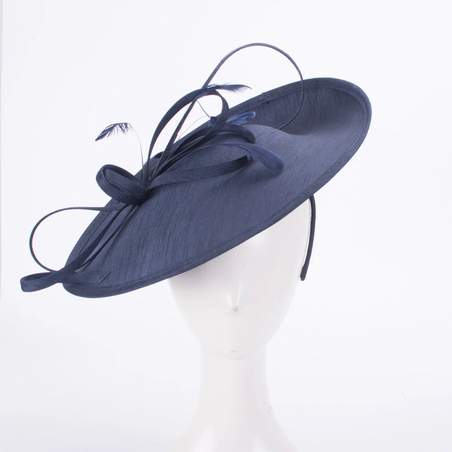 Chapeau Fascinator en lin - Bleu - | La boutique du chapeau