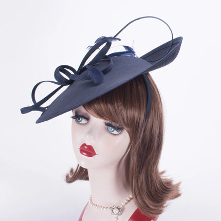 Chapeau Fascinator en lin - Bleu - | La boutique du chapeau