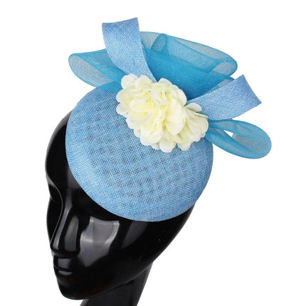 Chapeau Fascinator Festif - Bleu/blanc - | La boutique du chapeau