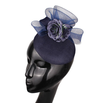 Chapeau Fascinator Festif - Bleu foncé - | La boutique du chapeau