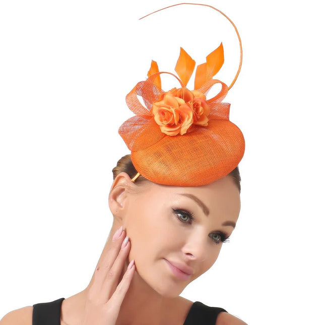 Chapeau Fascinator Fleur - Orange - | La boutique du chapeau