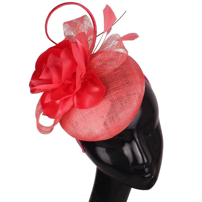 Chapeau Fascinator Fleur - Rouge/rose - | La boutique du chapeau
