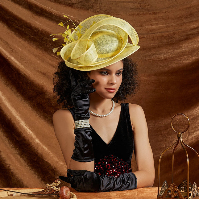 Chapeau Fascinator Gala - Jaune - | La boutique du chapeau