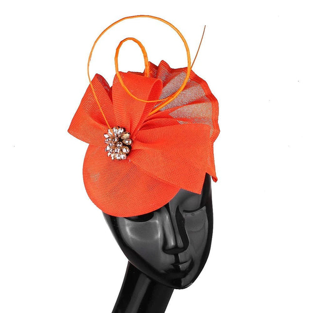 Chapeau Fascinator Perles - Orange - | La boutique du chapeau