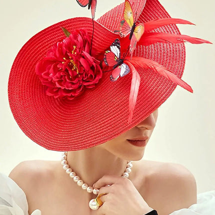 Chapeau Fascinator Plumes - Rouge - 1 - | La boutique du chapeau