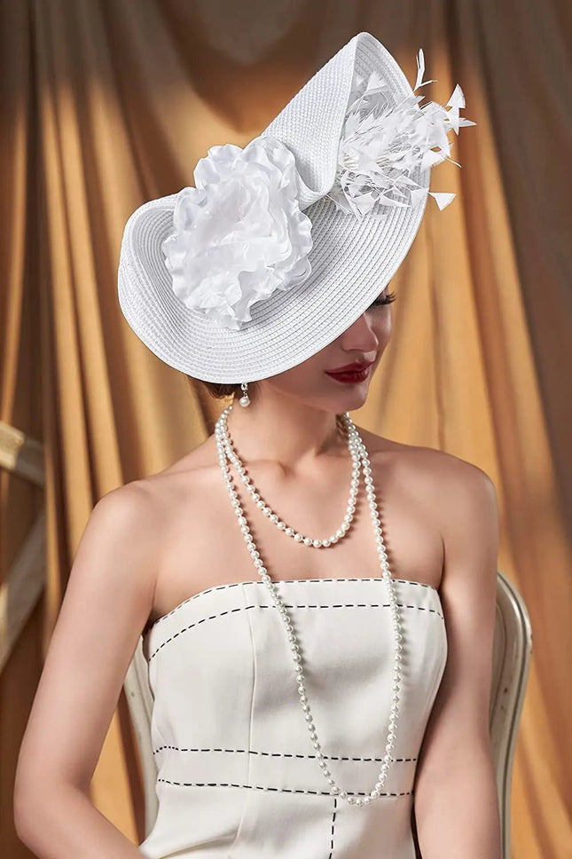 Chapeau Fascinator Plumes - Blanc - 2 - | La boutique du chapeau