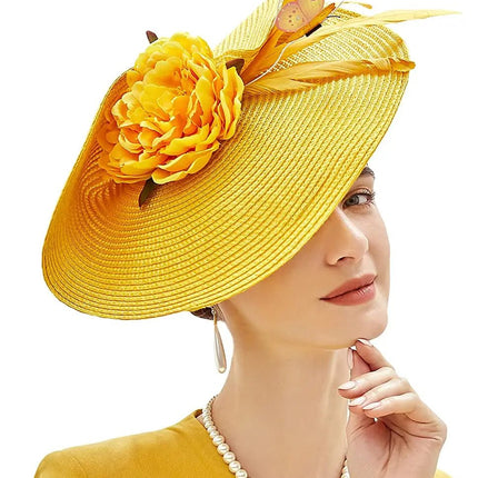 Chapeau Fascinator Plumes - Jaune - 1 - | La boutique du chapeau