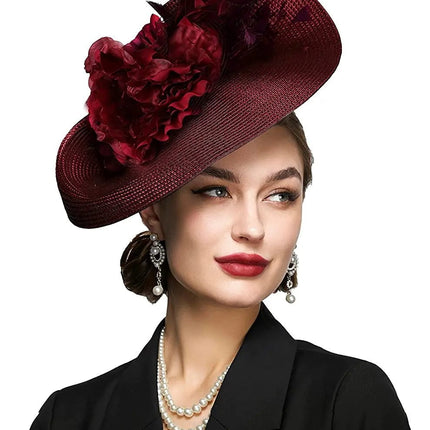 Chapeau Fascinator Plumes - Bordeau - 2 - | La boutique du chapeau