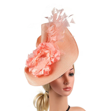 Chapeau Fascinator Plumes - Pêche - 2 - | La boutique du chapeau